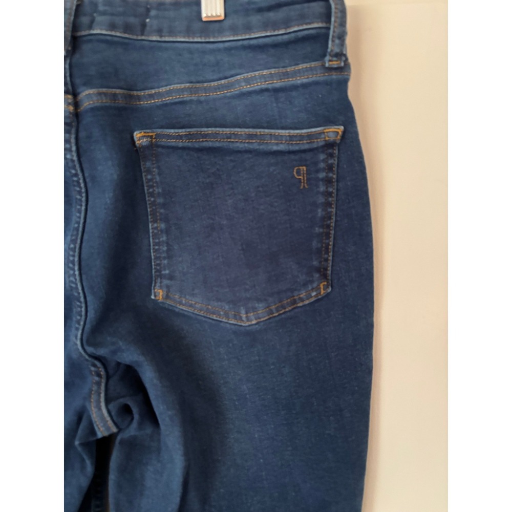 Pilcro and the Letterpress High Rise Flare Jeans Dark Wash Front Patch Pocket 31 - Picture 6 of 11